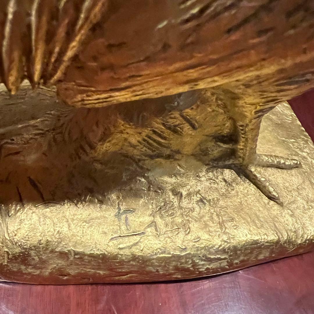 富永直樹 定価25万ブロンズ製 金箔仕上げ 御神鷄 ひとみ桐箱付 酉