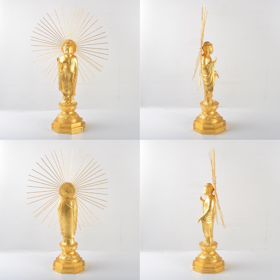 仏教美術 古銅鍍金 釈迦如来立像 仏像 V 5072A