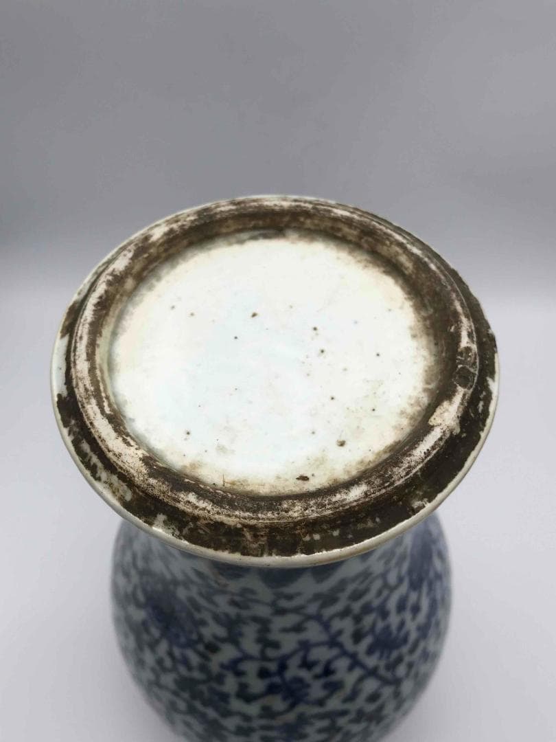 清雍正時代 染付 青花唐草花卉文梅瓶 旧家コレクション 唐物 景