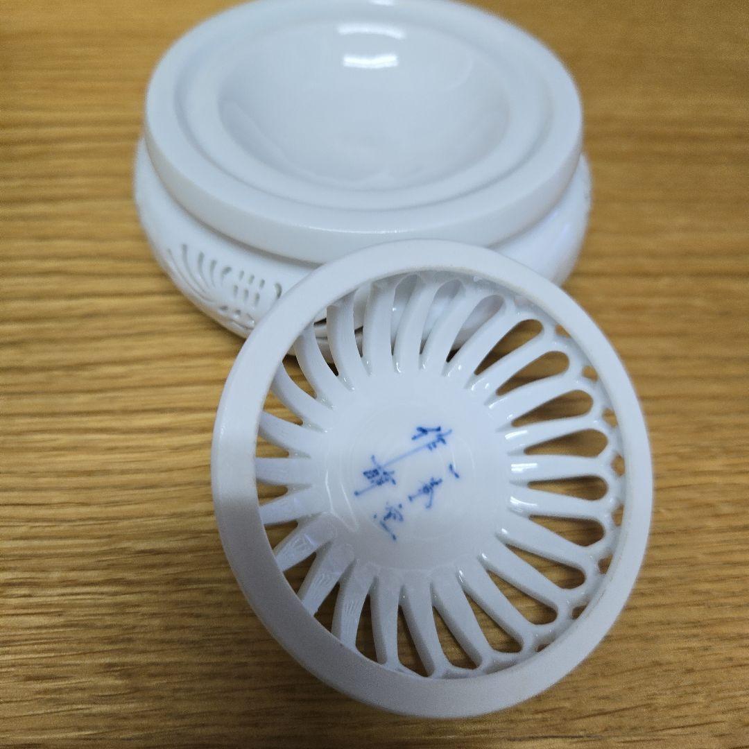 有田焼 杉原一壷 白磁 香炉 透かし 三つ足 香道具 共箱付き