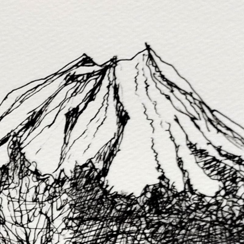 ☆青野昌勝☆「羊蹄山を望む」ペン画　四ツ　未使用！