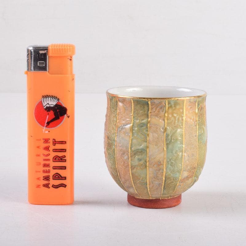 九谷焼 錦山窯 吉田幸央作 ぐい呑 酒杯 共箱 V 8392 美術品