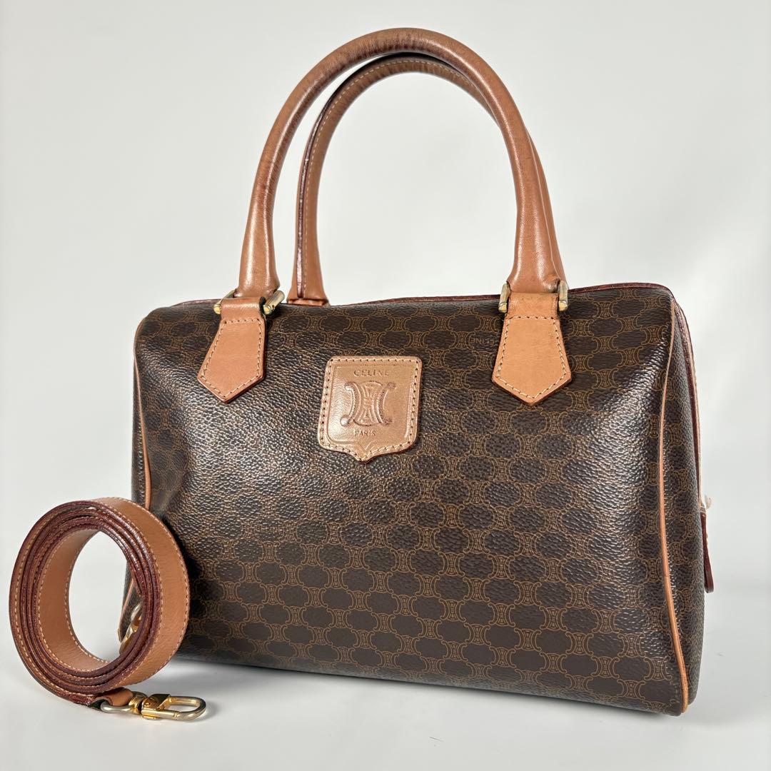 CELINE　ミニボストン　ハンドバッグ　マカダム ショルダー　2WAY　M13
