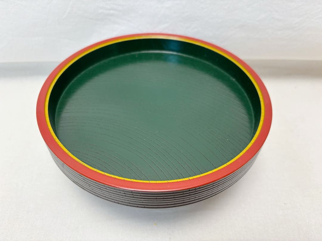 ほぼ未使用 茶道具 塗師川瀬表完作 ろくろ目 青漆菓子器 独楽菓子器 高杯 共箱