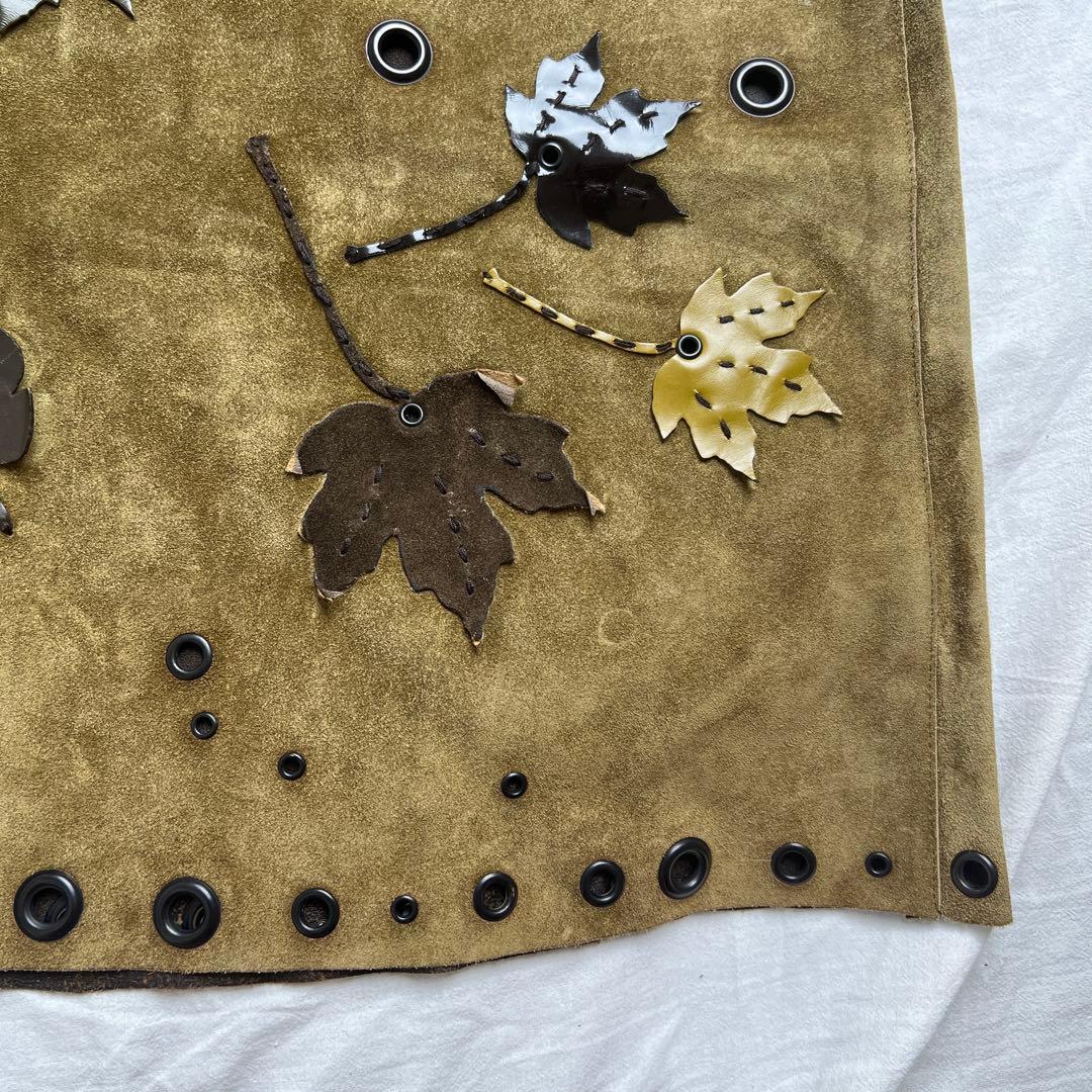 FW 99 Prada Suede Leaf Appliqué Skirt