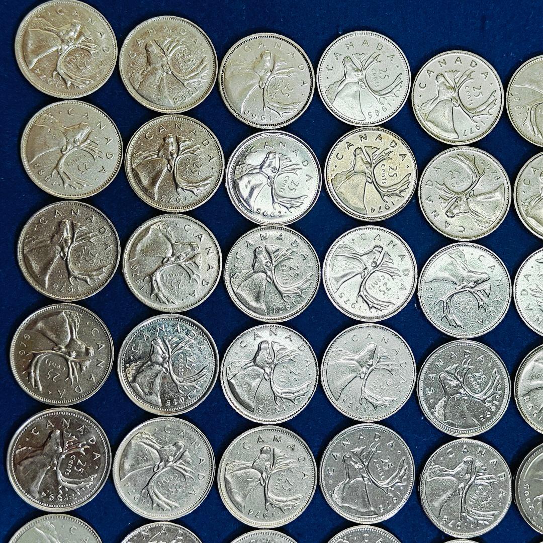美品】カナダ トナカイ 25セント 100枚 UOI2164399011