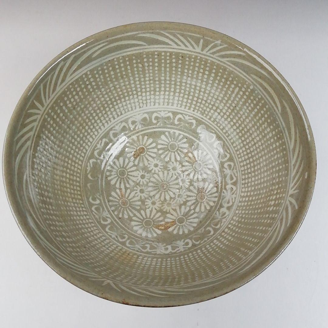 T434 茶碗 『三島手刷毛目 茶碗』『黃仁哲 作』 共箱 抹茶碗