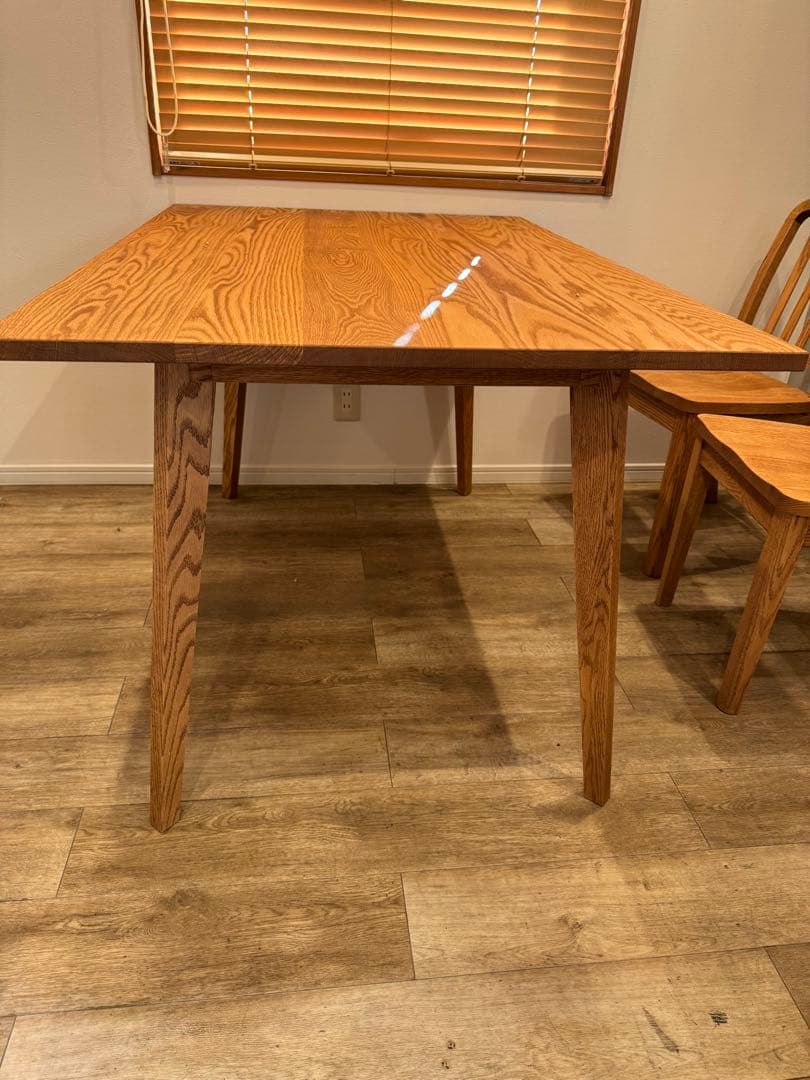 モモナチュラル　木製ダイニングテーブルとチェア2脚セット