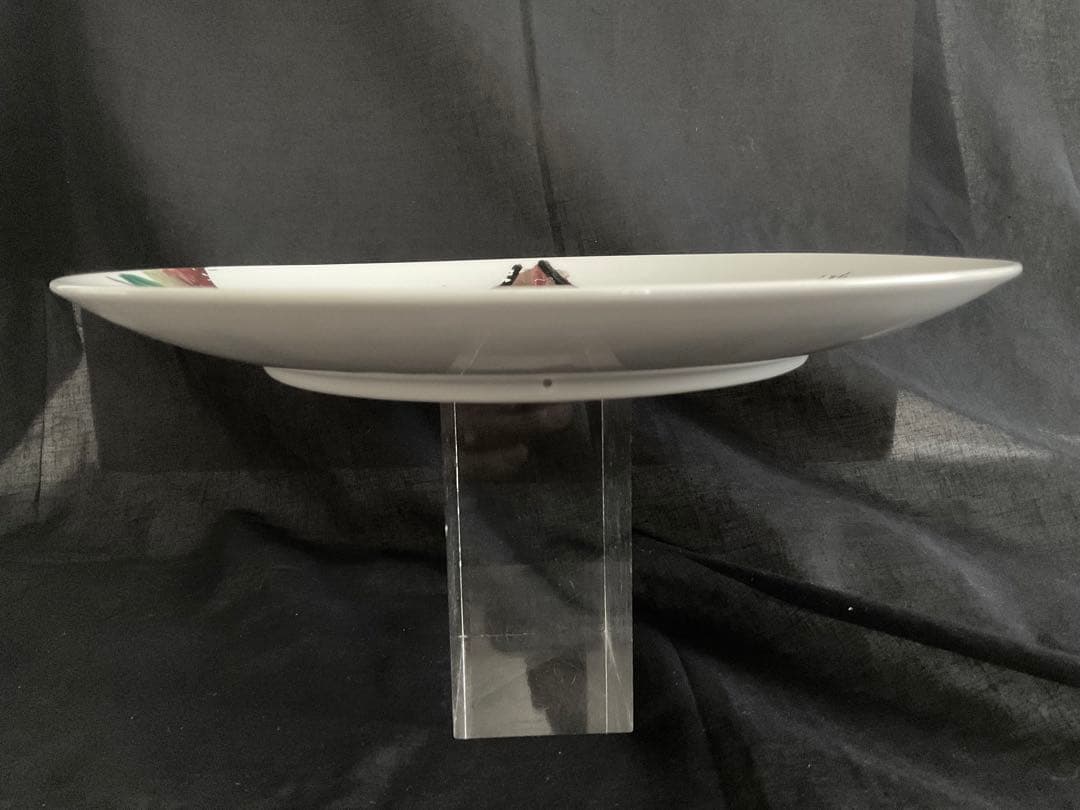 稀少！加山四郎(1900~1972)自筆絵付皿「鰈ほうぼうと鰈の図」供