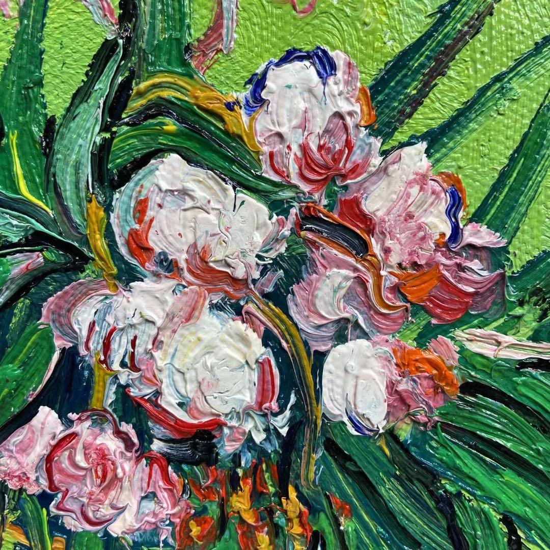 ゴッホ模写 油絵 額縁付き30×40cm 名画インテリア 油彩画 花瓶に生けた 【