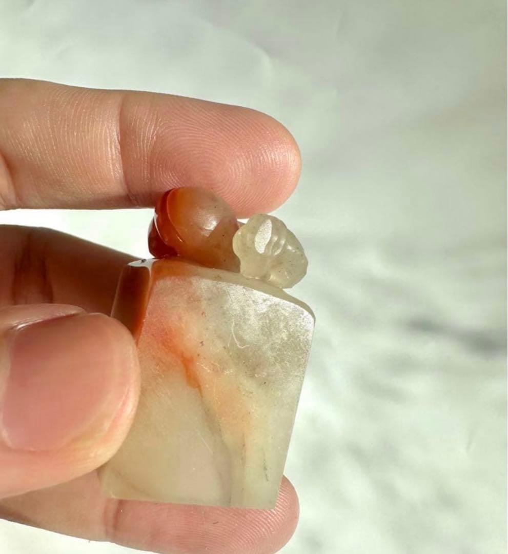 桃】 もも 美品 高級印材 篆刻 印石 ラオス 印石 水凍