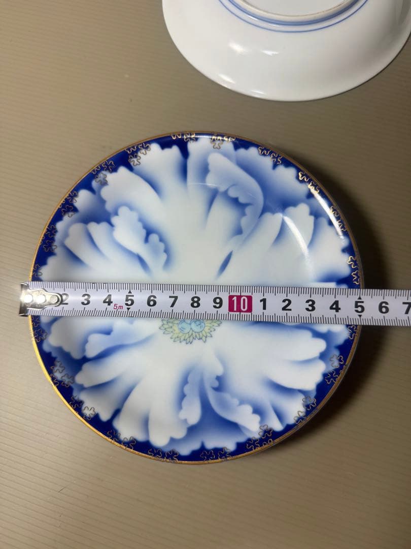 2142 深川製磁　牡丹金ミル　皿　5客　金彩