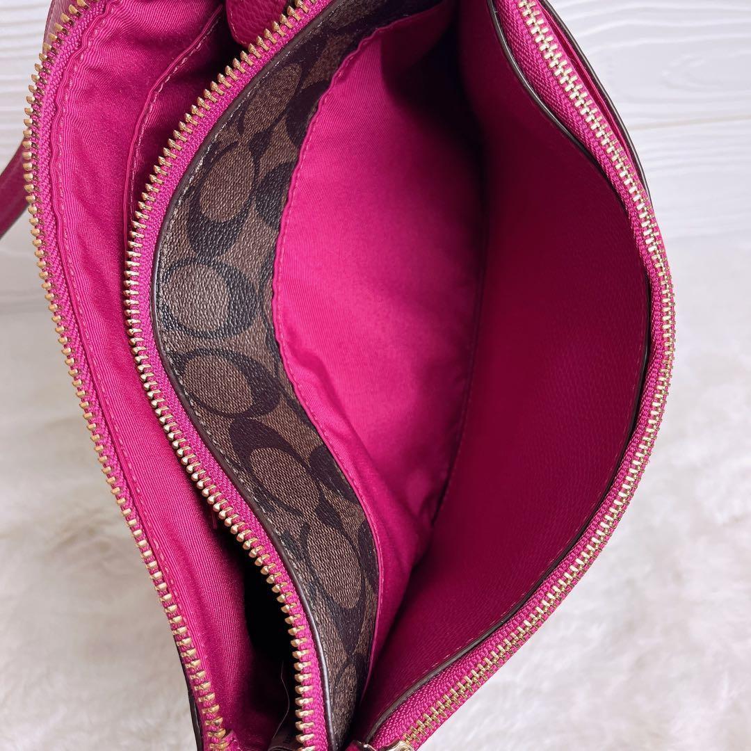 美品☆COACHコーチ2wayショルダーバッグ シグネチャー ブラウン財布