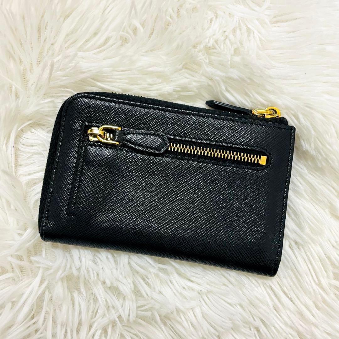 極美✨PRADA キーリング付 キーケース ケース サフィアーノ ブラック