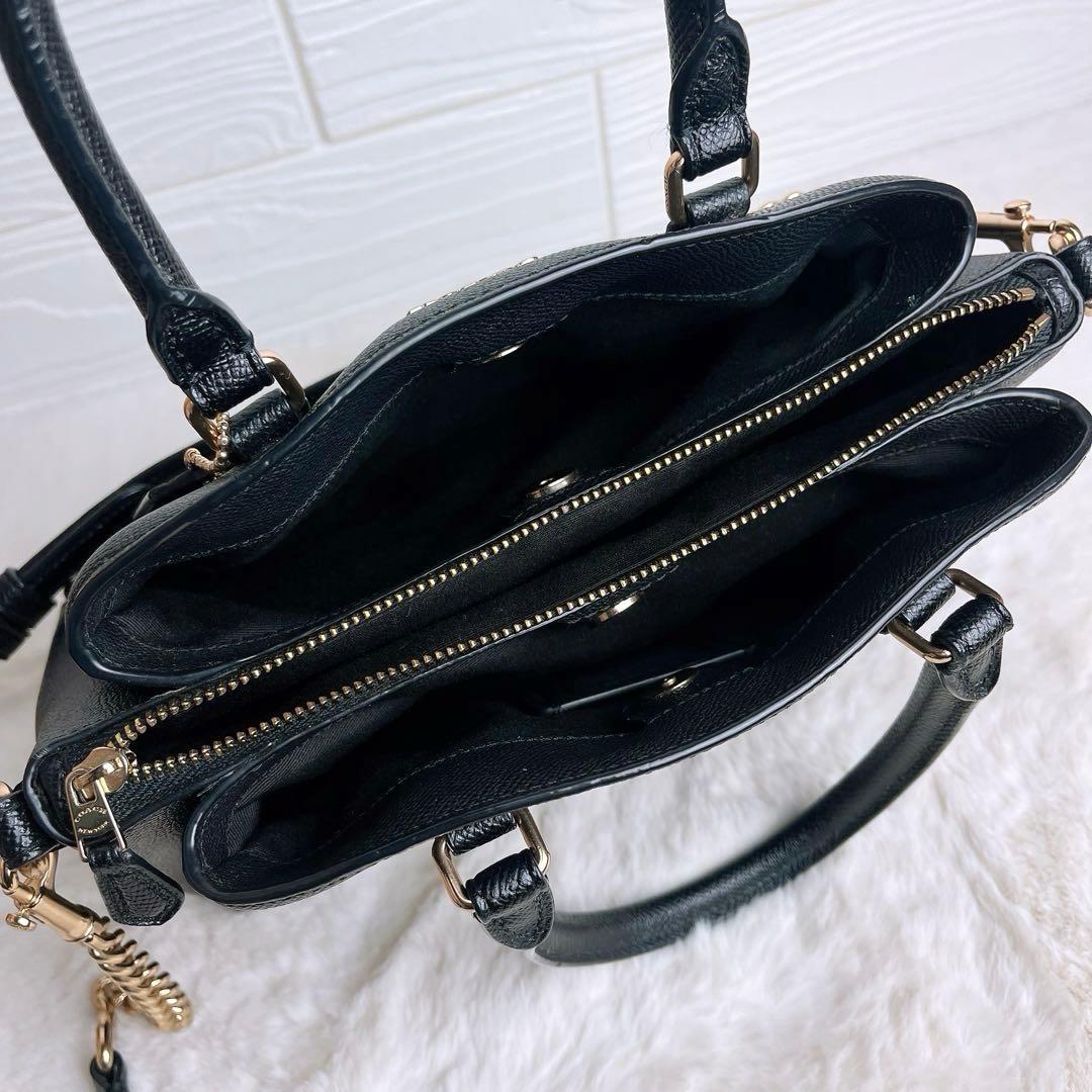 極美品☆COACHコーチ 2wayチェーンショルダーバッグ ブラック レザー