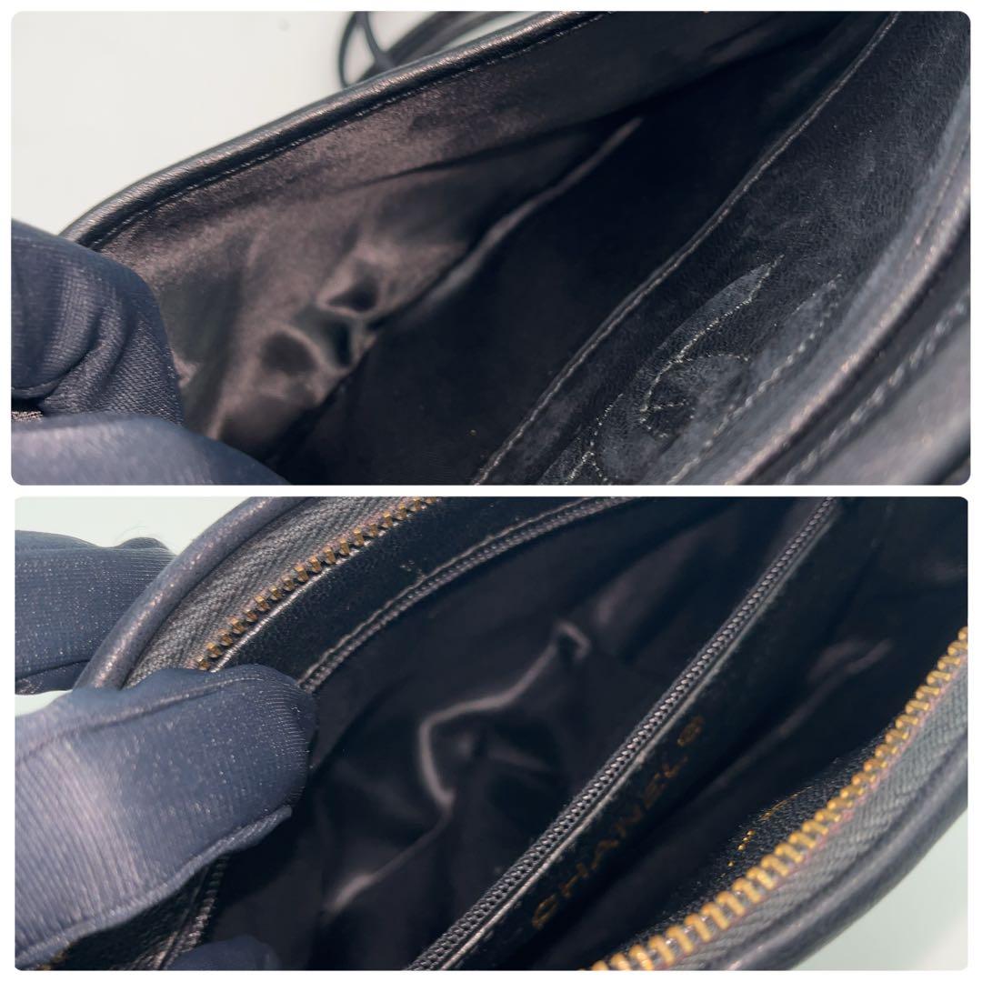 【美品】シャネル　ラムスキン　マトラッセ　ココマーク　ブラック　ショルダーバッグ