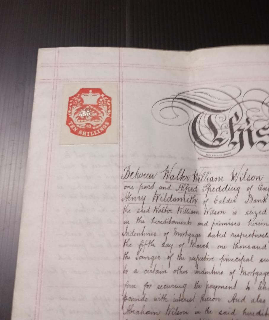 1891年 英国 アンティーク書類 蝋封付 手書き文書 英国王室印