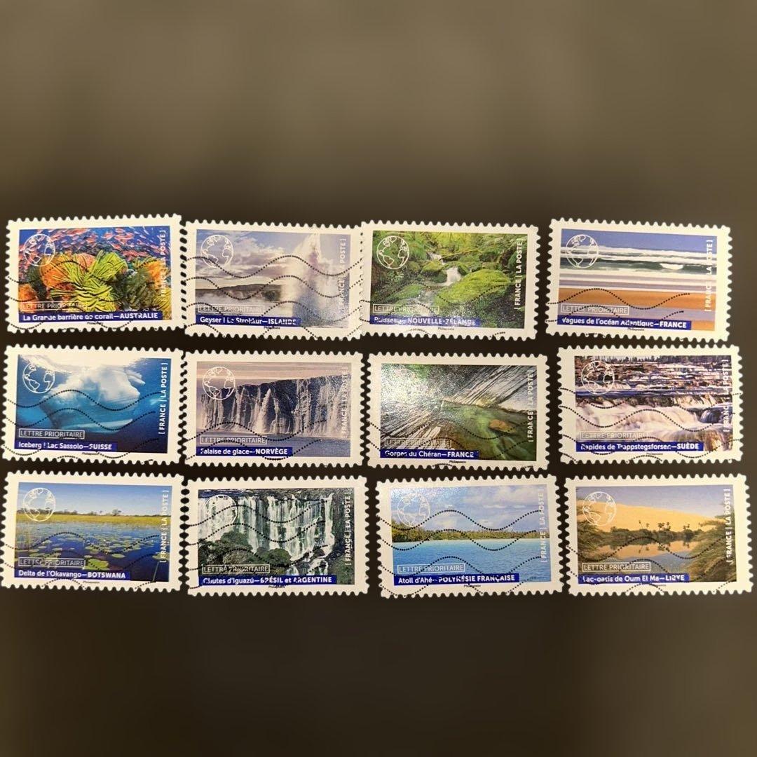 フランス 2022年使用済切手 「自然の風景」シリーズ12種完セット