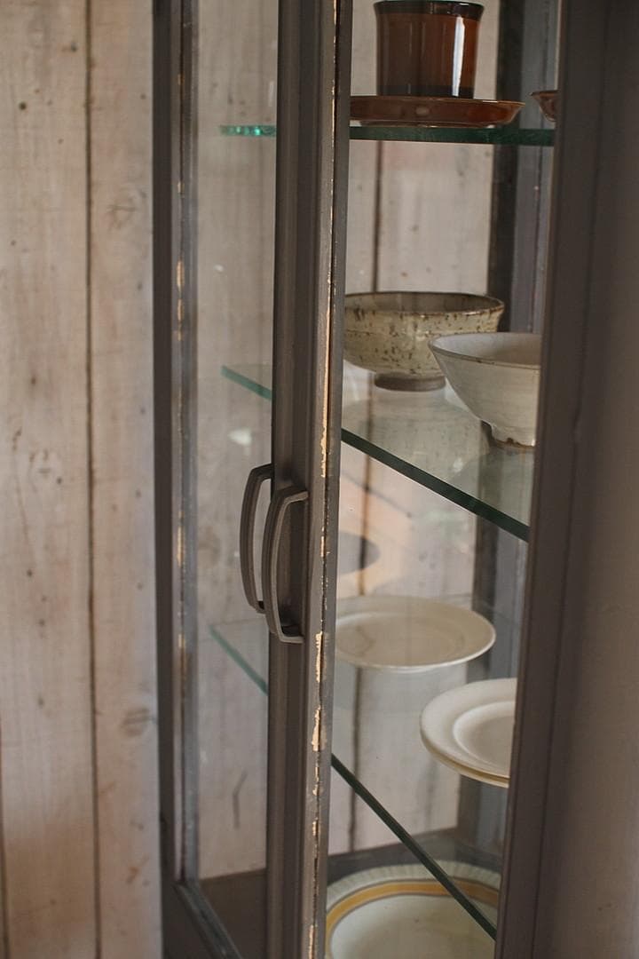 古い木枠ガラスケース ケビント ドクターキャビネット 古い木枠ガラス