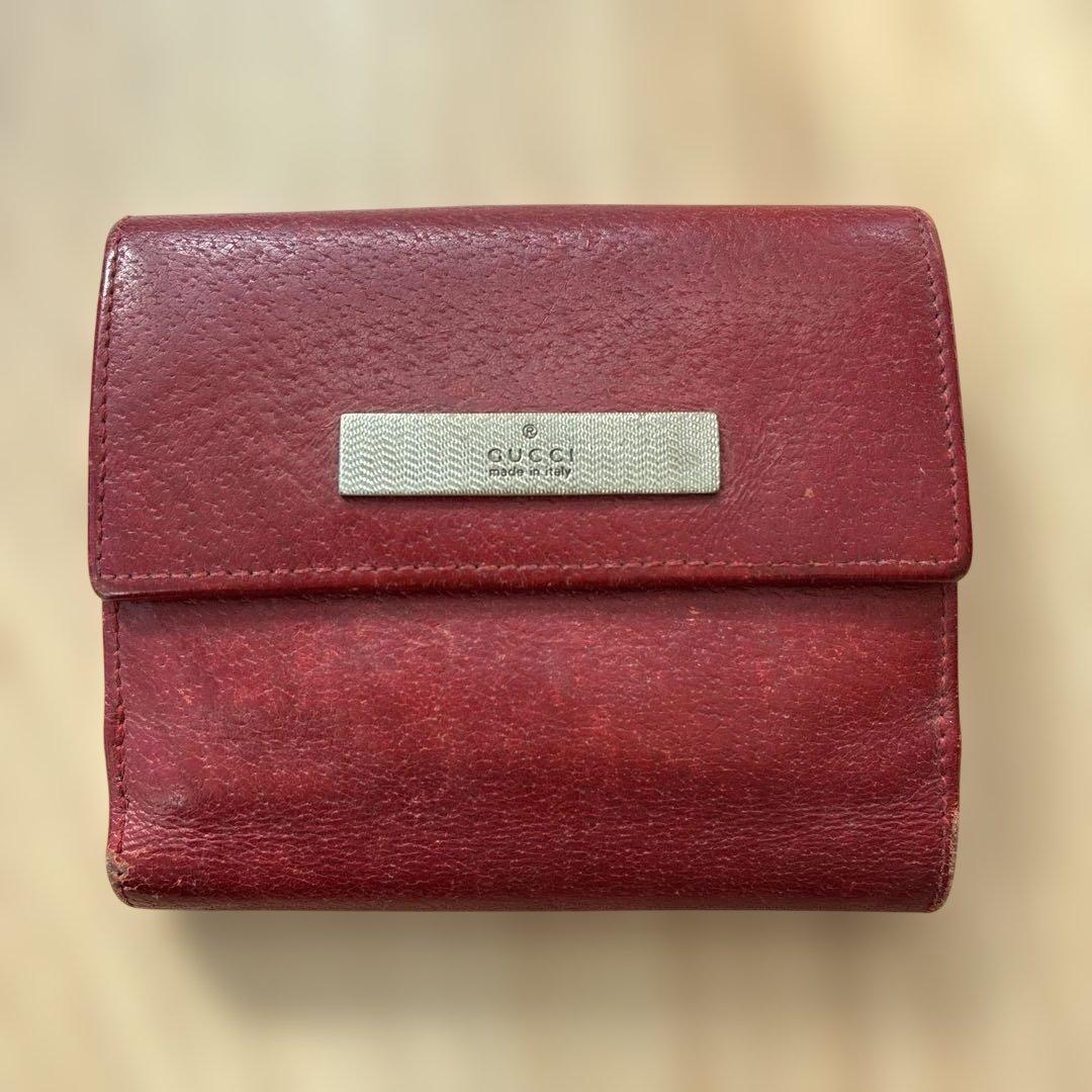 GUCCI 二つ折り財布 レッド - メルカリ