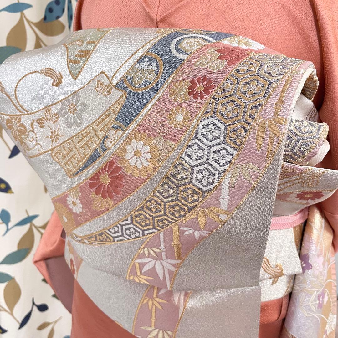 オレンジ 友禅 4点 フルセット 訪問着 入学式 卒業式 入園式 春 秋