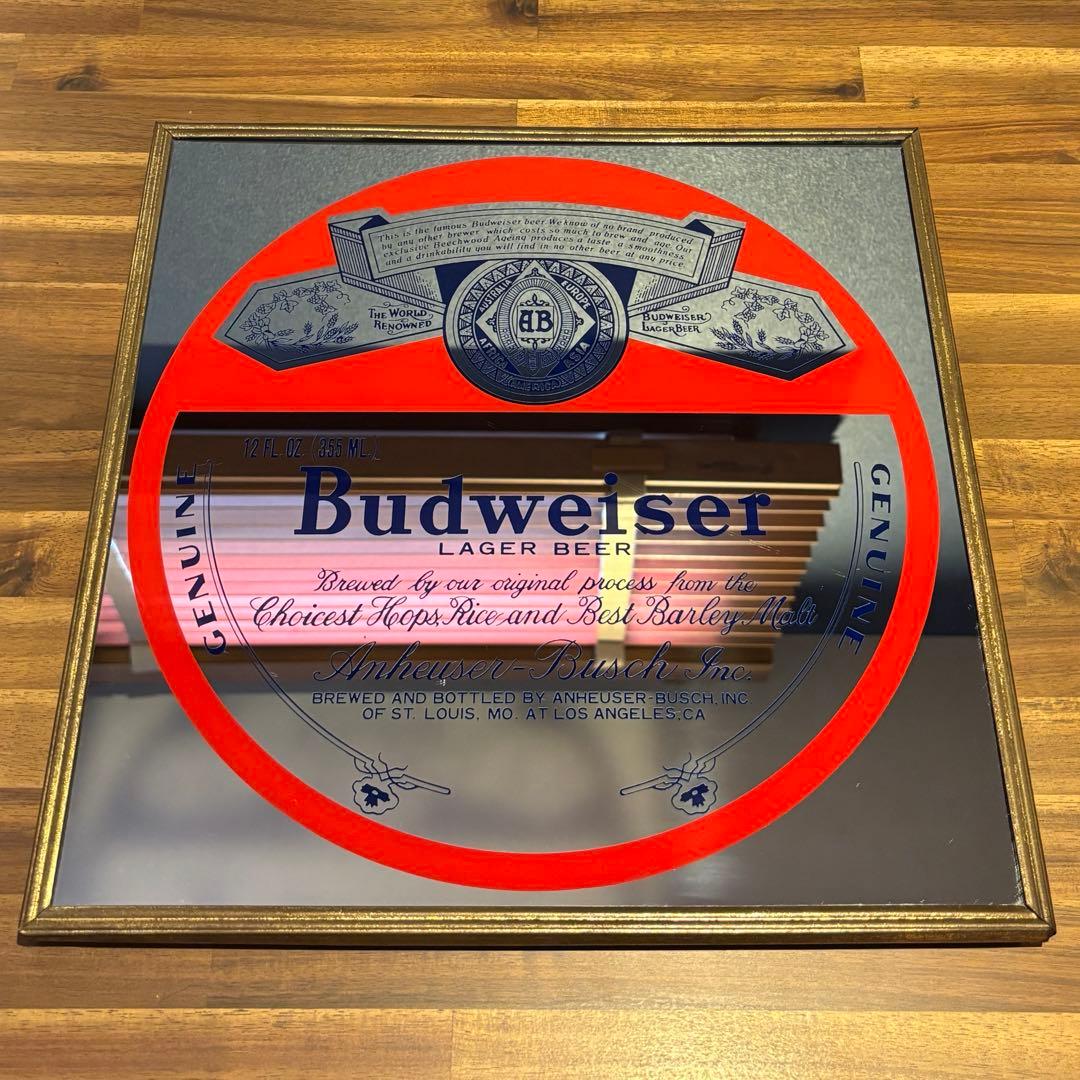 バドワイザー Budweiser パブミラー80s ビンテージ 1354 【1980年代