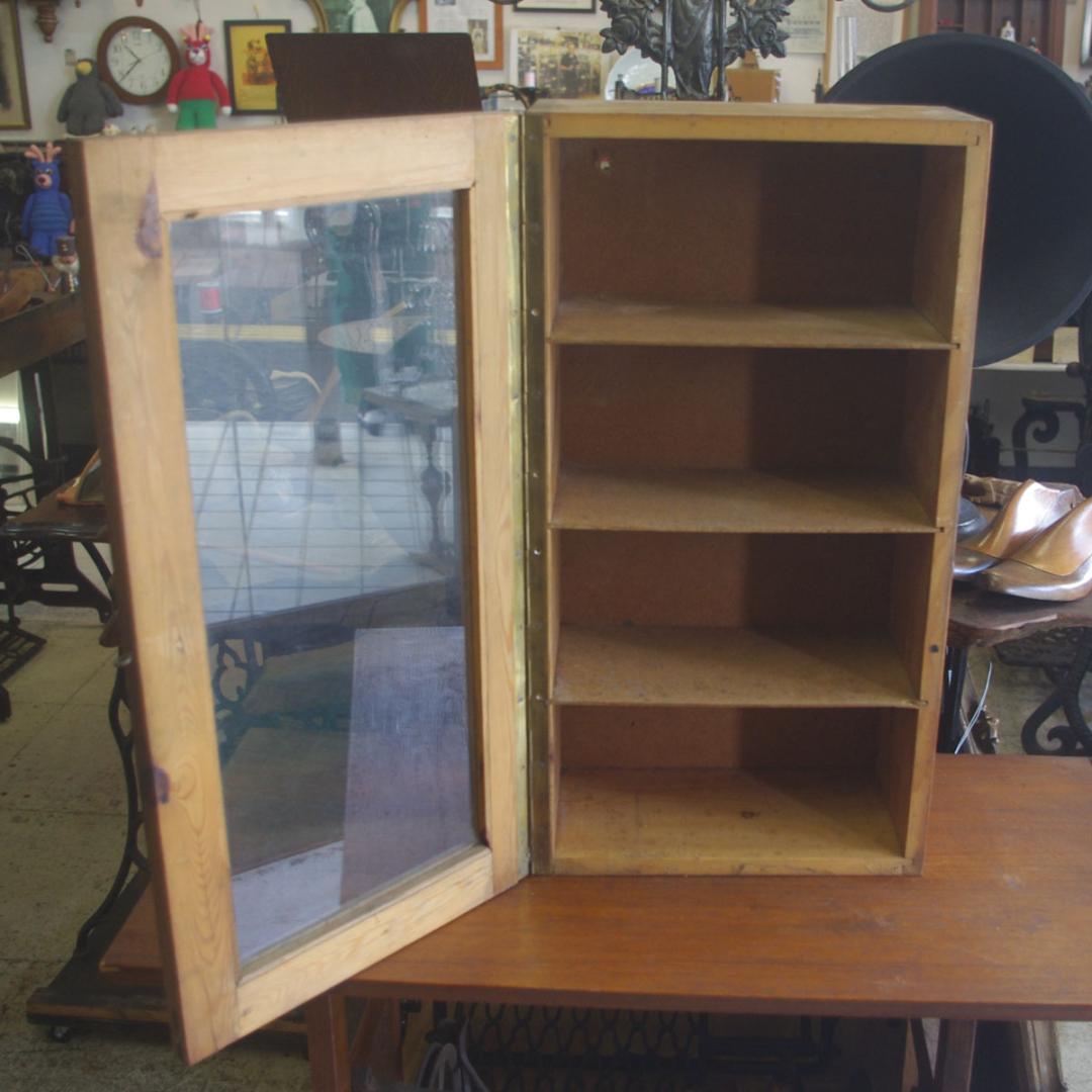 木製ガラスケース 4段 無垢 ドイツ アンティーク ビンテージ Z002