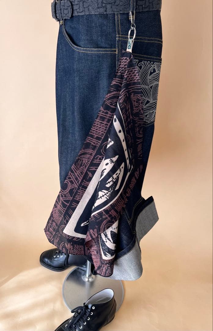 Nemeth ネメス:滲み抜染&着抜プリントバンダナ:ベルトループ装着可:美品