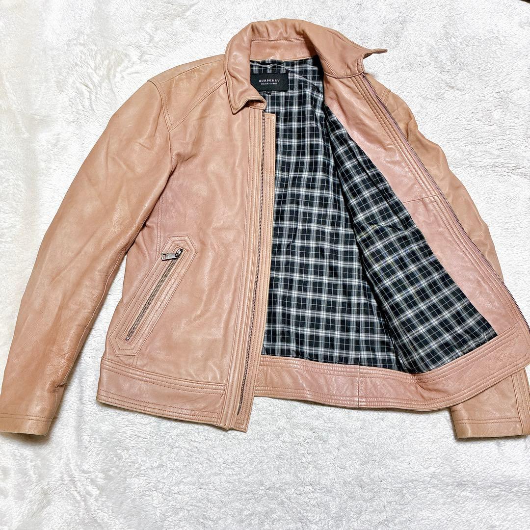 バーバリー ブラックレーベル ラムレザー ライダースジャケット