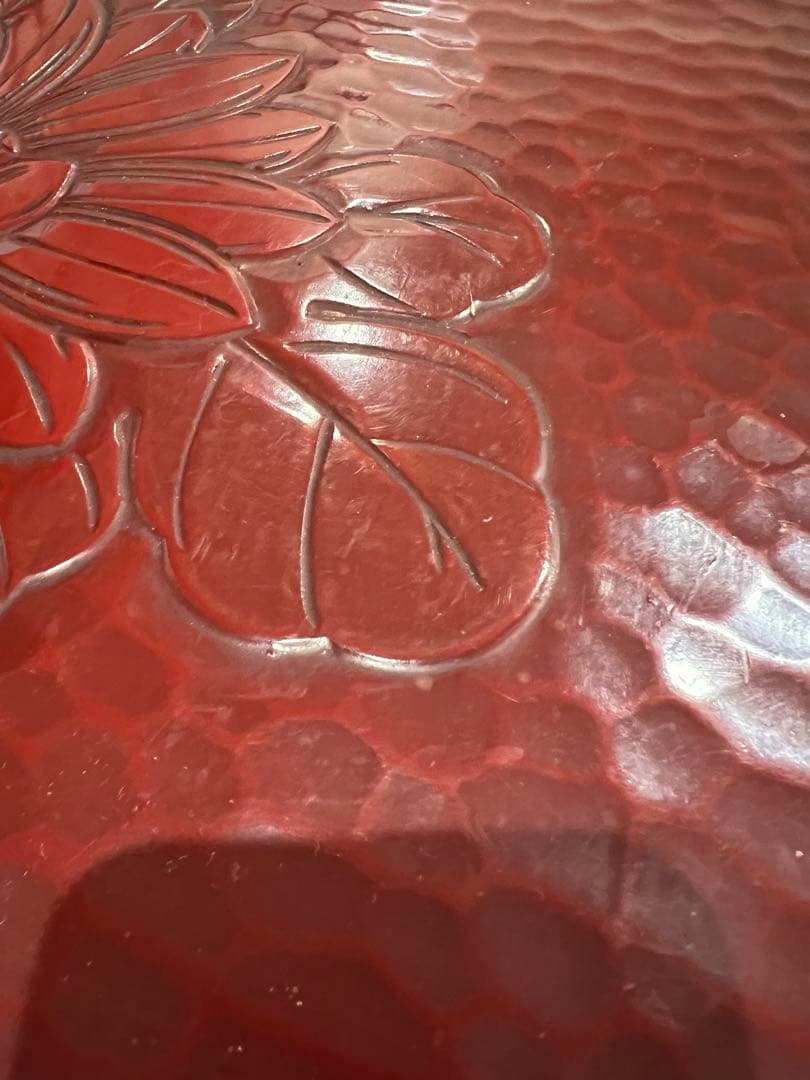 赤い花模様の座卓 漆塗り - メルカリ