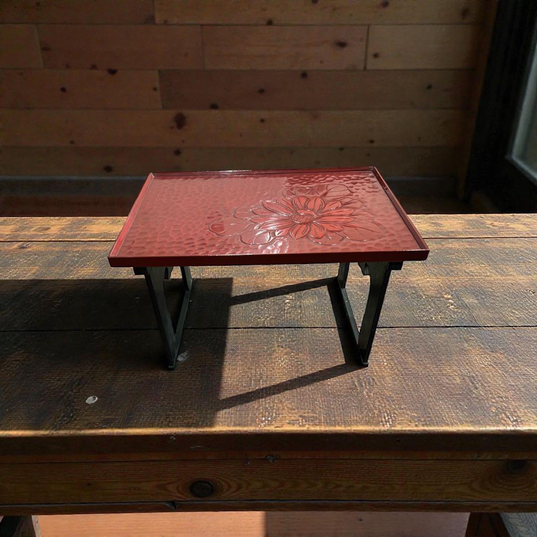 赤い花模様の座卓 漆塗り - メルカリ