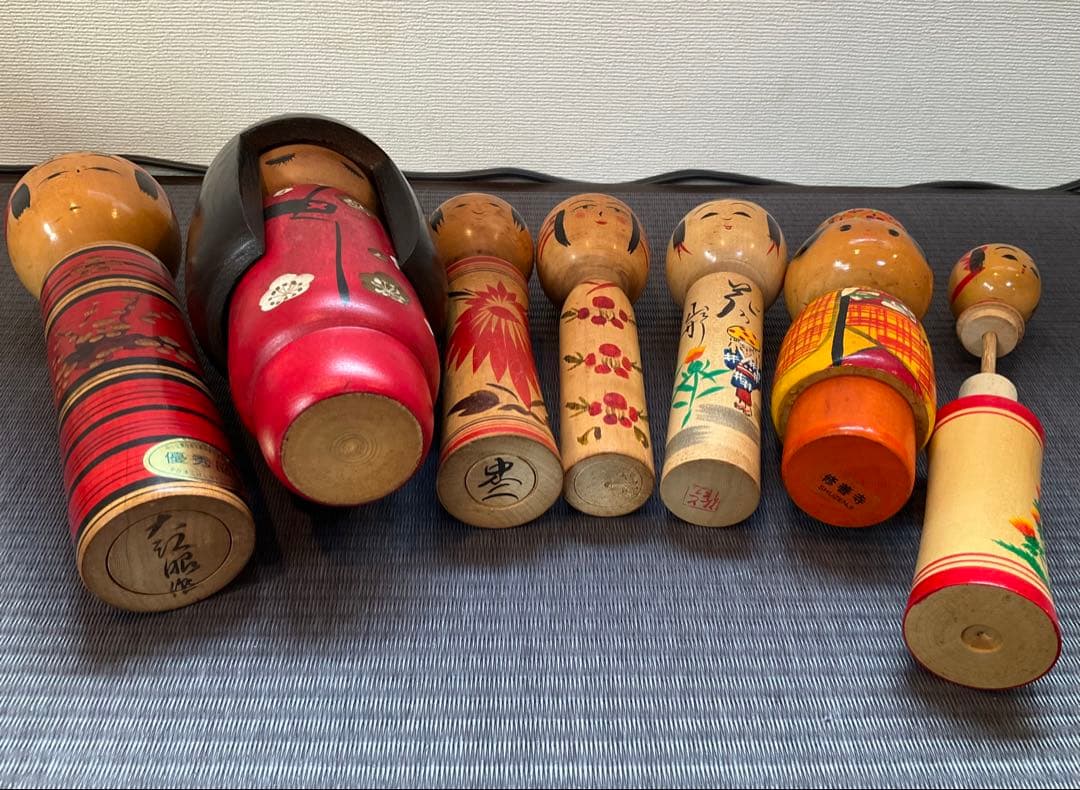 レトロ】布袋様の一刀彫、こけし 14体【体長 約15㎝〜45㎝】 【レトロ】