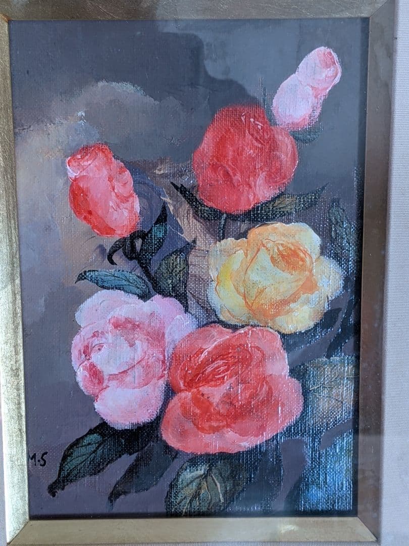 油絵　薔薇油絵 作家  ローズモダンアート  インテリアアート 飾り壁