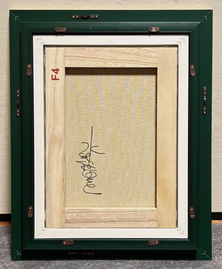 F4号】手描き油彩 水森亜土 額縁 未使用額 サイン 人気作品 絵画 人気