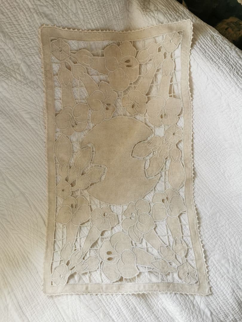 アンティークフランス 花のギュピールレース 付け襟 ＆ジャボ お揃い2