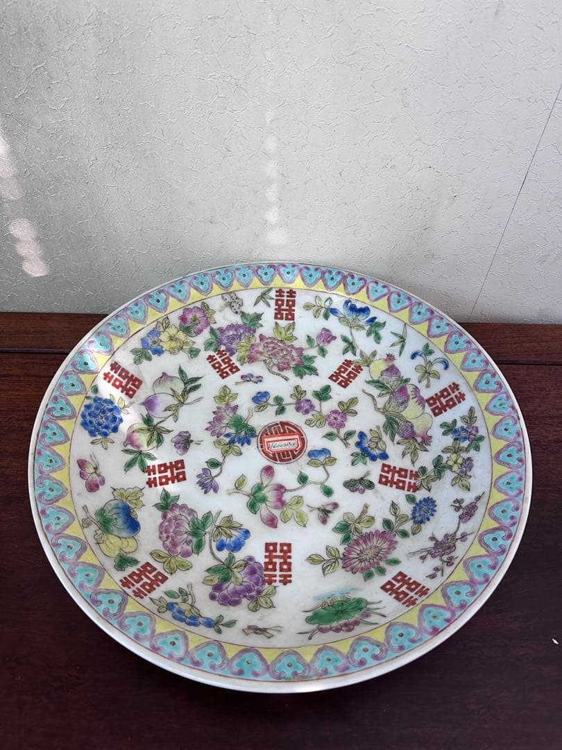 中国美術　色絵　五彩　粉彩　染付　大皿　文化大革命時代　アンティーク 中国美術 色絵 五彩 粉彩 染付 大皿 文化大革命時代 アンティーク 中国