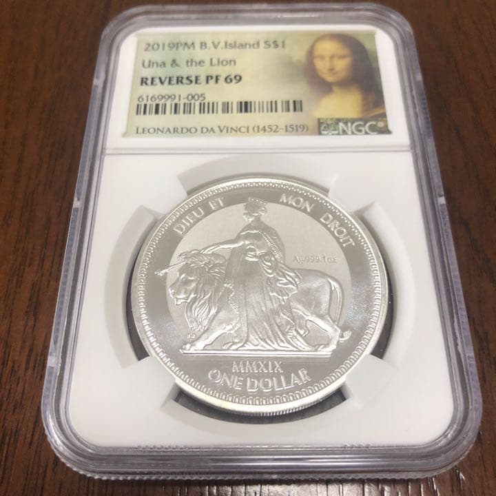 2019年 ウナとライオン銀貨 NGC PF69 限定モナリザラベル