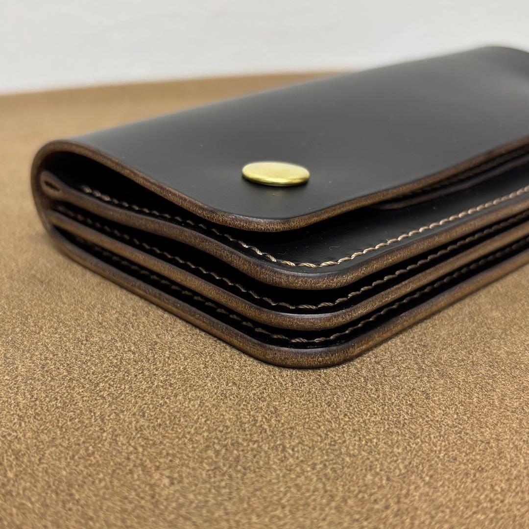 クロムエクセル　トラッカーウォレット　黒　茶心　3層　talon HORWEEN