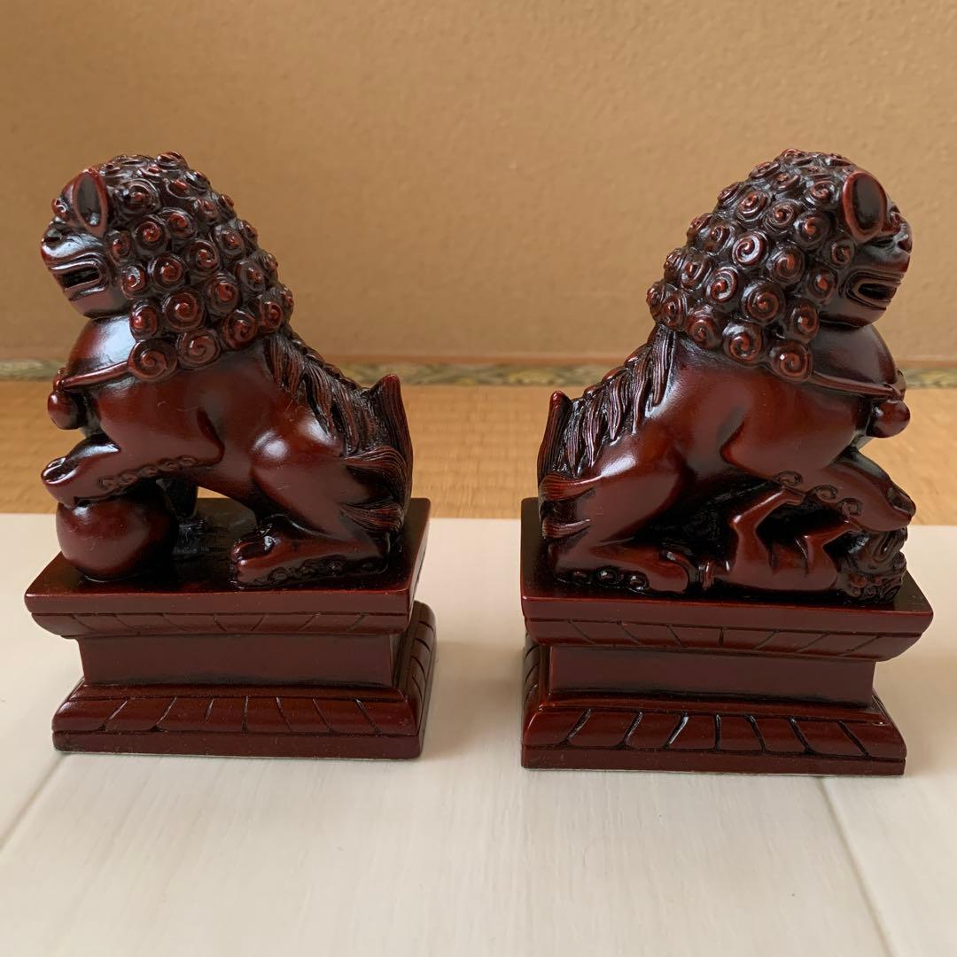 中国 寿山石製品 狮子狗 獅子狗 一対 SOU SHAN STONE WARE
