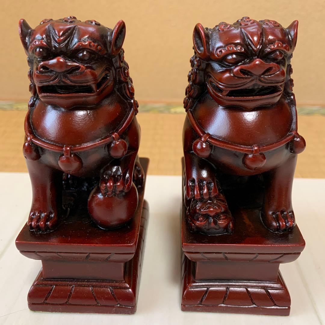中国 寿山石製品 狮子狗 獅子狗 一対 SOU SHAN STONE WARE