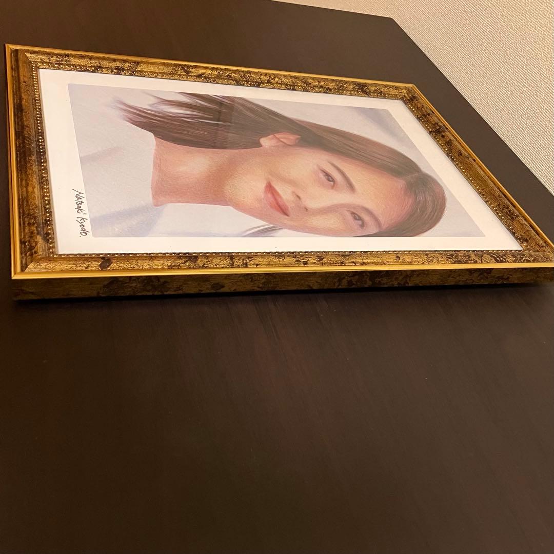 女優画29 額装品　額縁寸法32.7cm×24.0cm　カラー着色　定款付