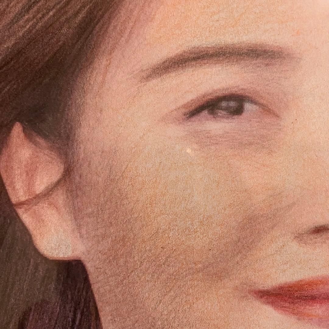 女優画29 額装品　額縁寸法32.7cm×24.0cm　カラー着色　定款付