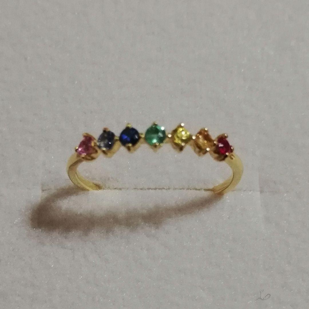 K18 セブンストーン リング 13号 アミュレット マルチカラー L&Co.