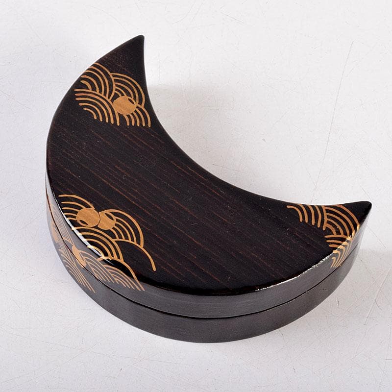 茶道具　道場宗廣作　黒一関塗　惺斉好　青海波壷々　月香合　共箱　Z　8551