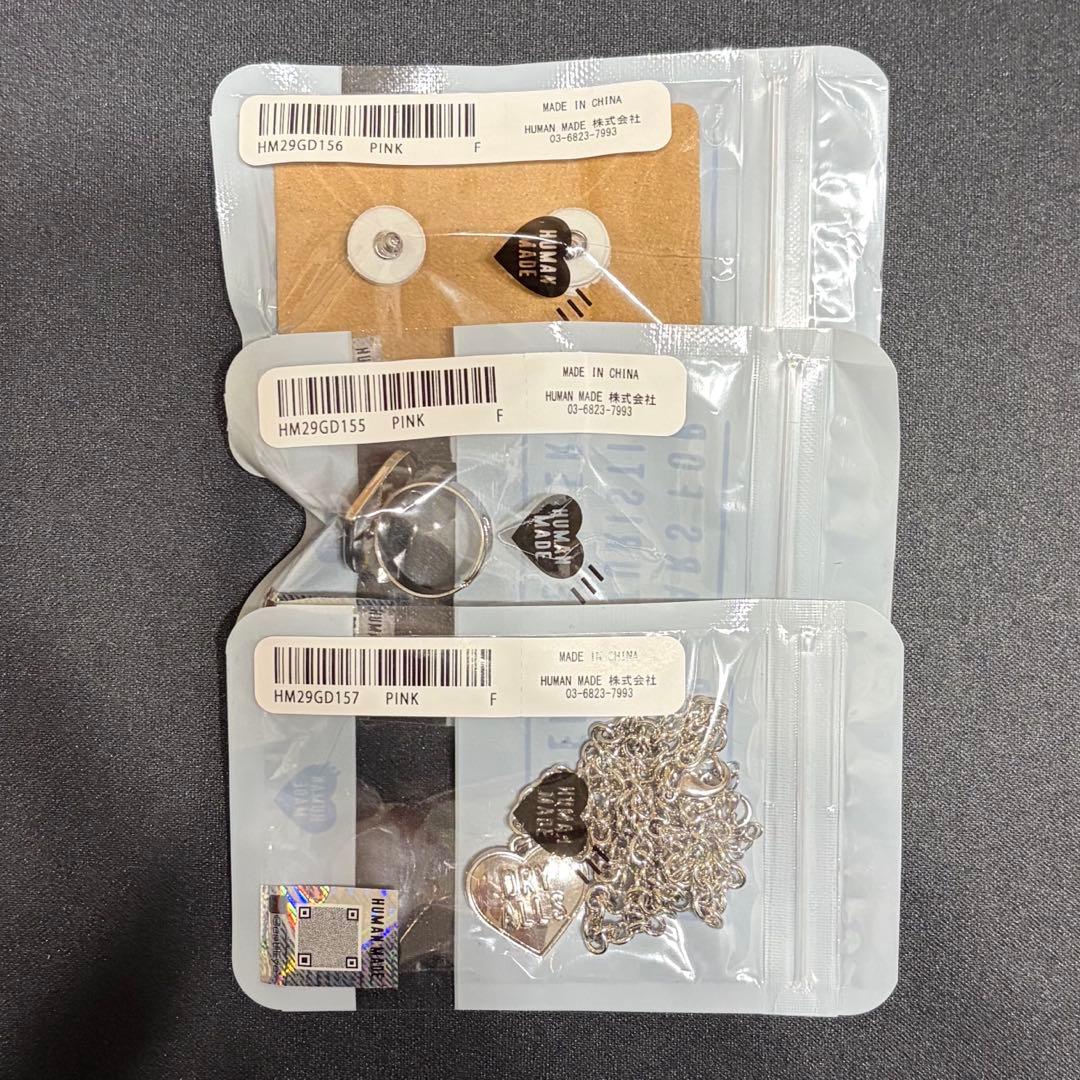 新品未開封 HUMAN MADE ハート ネックレス リング イヤリング 3点