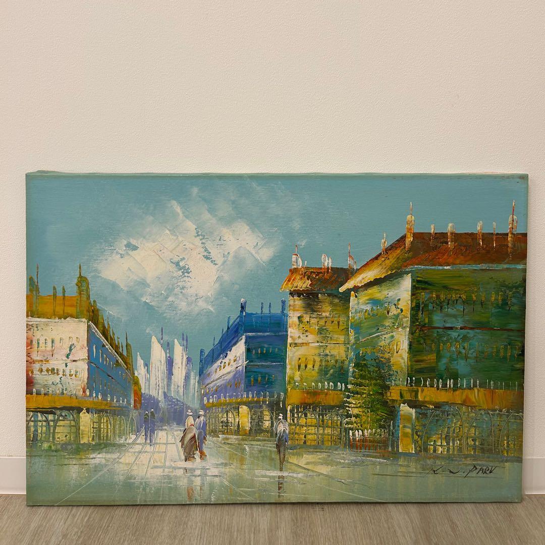 油絵 K.W.PARK 絵画 額付き 油彩