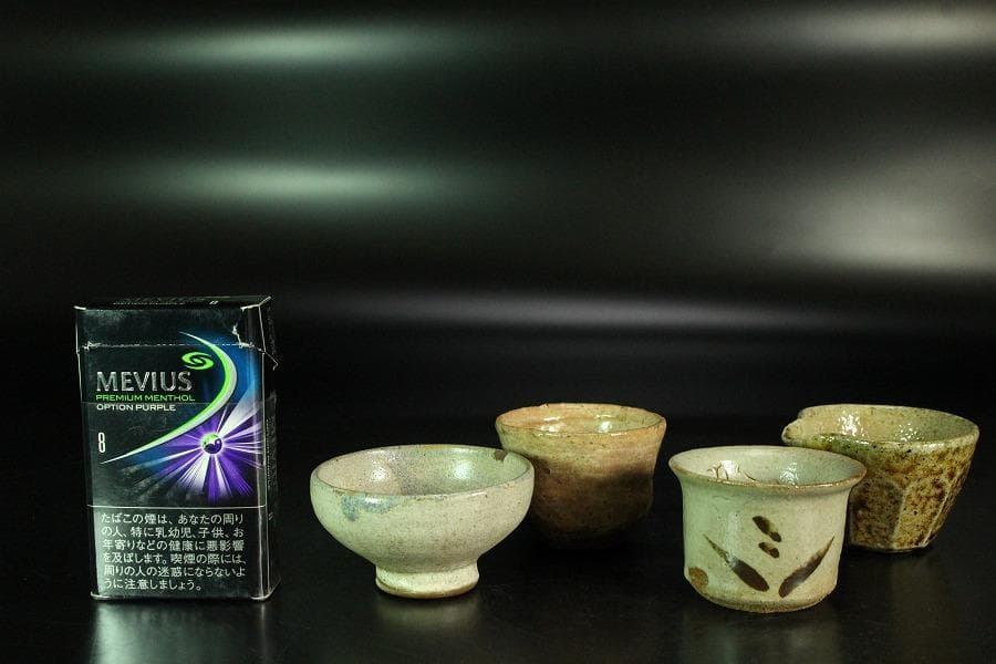 古い 唐津 萩 益子 ぐい呑 四件 まとめて(K-YC380)