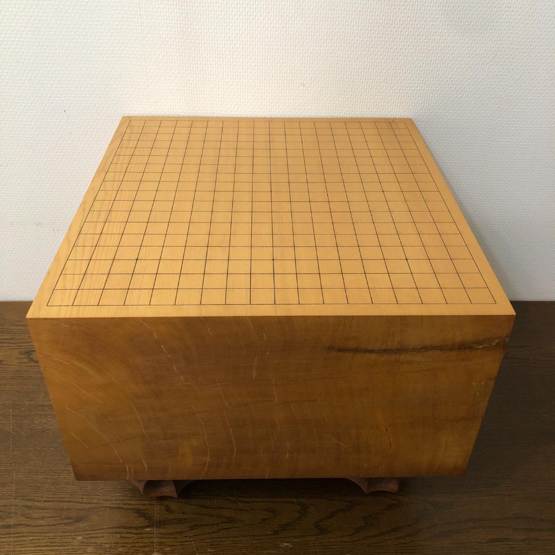 台桧・台湾檜　囲碁盤　脚・へそ付き　木製カバー付き　山本大元　＃765