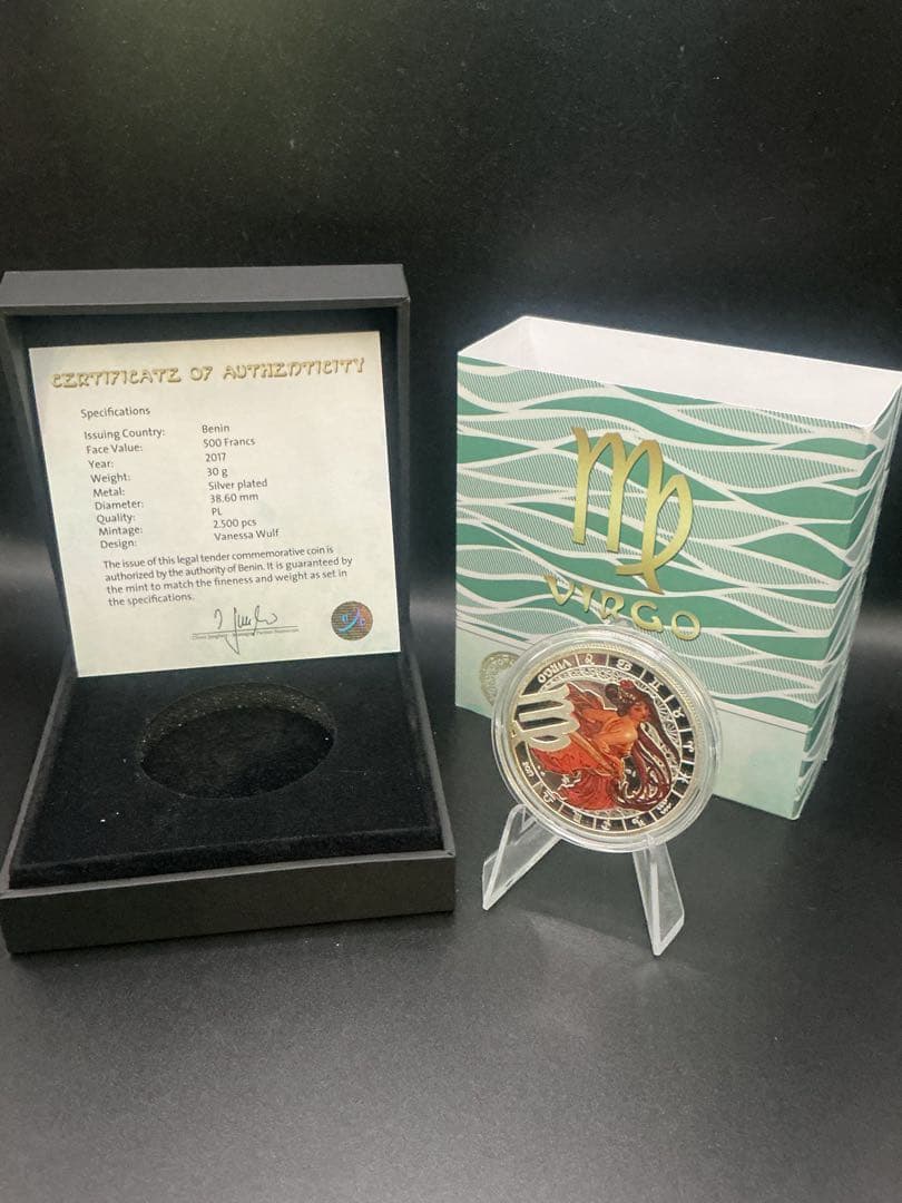 ミュシャ × 黄道十二宮 ― 乙女座、Virgo　銀メッキ付き白銅貨