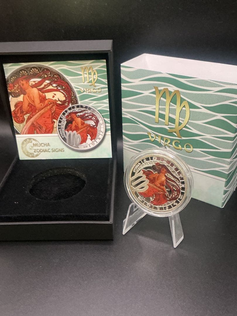 ミュシャ × 黄道十二宮 ― 乙女座、Virgo　銀メッキ付き白銅貨